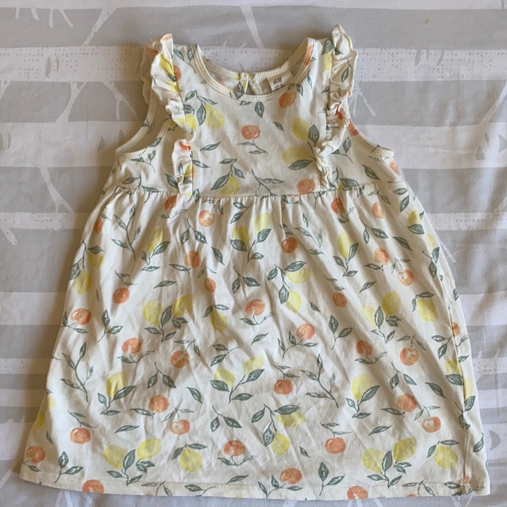 H&M 12-18 month lemon + orange pattern sundress